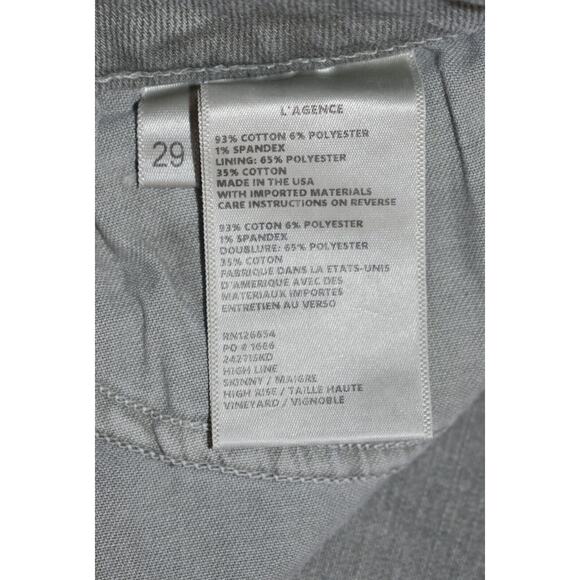 B0 NEW L'AGENCE Light Gray Distressed High Rise Skinny Jeans Size 29 - Picture 7 of 7